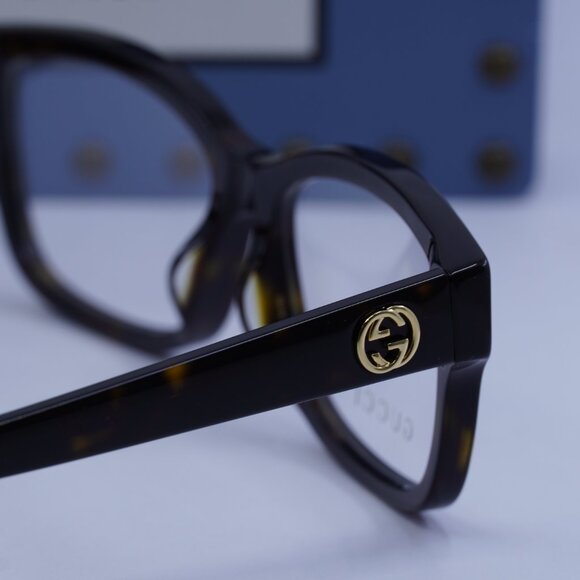 Gucci GG1259OA 002 Rectangle 55mm Eyeglasses - Dark Havana - Picture 9 of 11